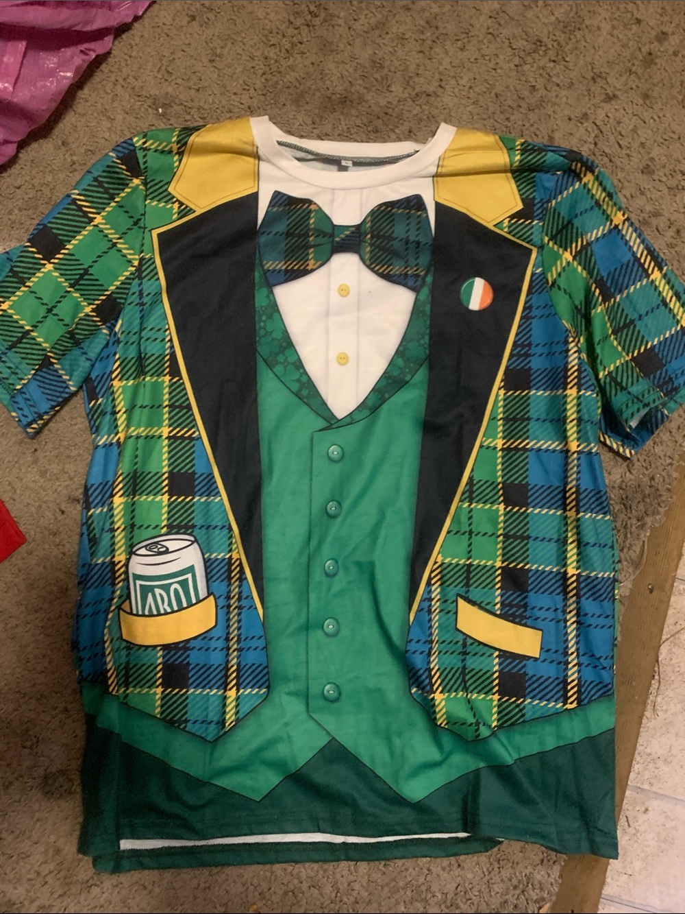 Green Plaid Novelty Blazer Print T-Shirt